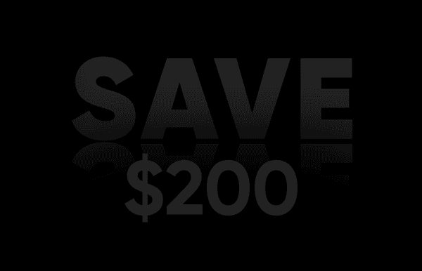 Animated gif of the words Save $200 with flora and animals coming out of the word Save